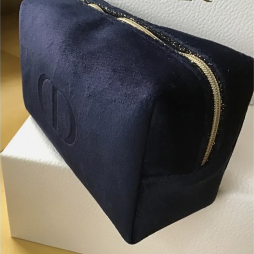 Dior Navy Velvet Makeup Pouch Bag with Gold Zipper – NWOT - Picture 7 of 7